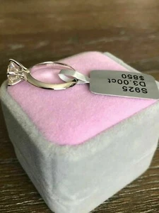 3 CT Round CUT Moissanite GRA SOLITAIRE ENGAGEMENT RING 14K WHITE GOLD ENHANCED - Picture 1 of 3
