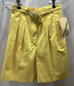 Waterville Shorts Womens 3/4 Yellow Belted Cotton Poly Vintage MFC230828/ShS2 - Picture 1 of 10
