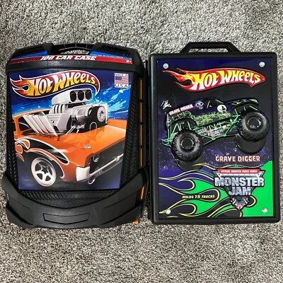 Lot of 2 Hot Wheels Carrying Cases Grave Digger Monster Jam 3D Storage - Image 1 of 4