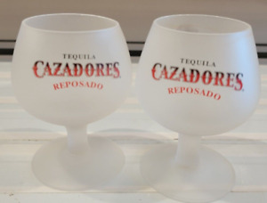2 TEQUILA CAZADORES REPOSADO FROSTED WHISKEY SHOT GLASSES 3.5 INCHES HOLDS 3 OZS