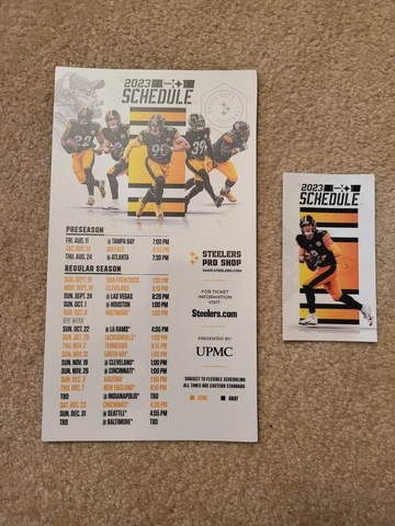 Pittsburgh Steelers 2023 Magnetic Football Schedule + Pocket Schedule FREE S&H Cover