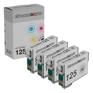 4pk T125120 125 T125 Black Printer REMAN Ink Cartridge for Epson Stylus NX230 - Picture 1 of 7