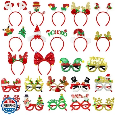 Paquete de 24 suministros para fiestas de Navidad - gafas brillantes y Hea Foto 1 de 4