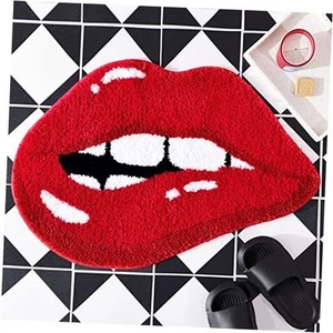 Badvorleger rote Lippen, süße lustige beißende Lippen geformte Badematte rutschfest - Bild 1 von 7