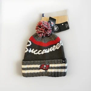 Tampa Bay Buccaneers 47 Brand Red/ Gray Bering Pom Cuffed Knit Hat - Picture 1 of 2