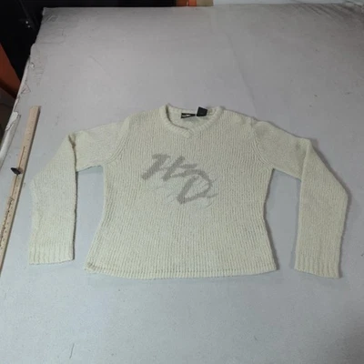 Suéter Harley Davidson Para Mujer L Crema Tejido Cuello en V Pullover Grueso Grueso Motociclista Foto 1 de 4