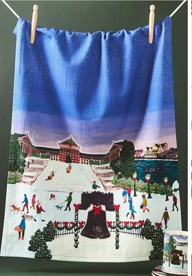 New Anthropologie Holiday in the City Tea towel Philadelphia Christmas - Image 1 of 4