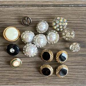 Vintage Misc Buttons Faux Mabe Pearl, Lucite, & Rhinestones Shirt Dress Jacket - Picture 1 of 9