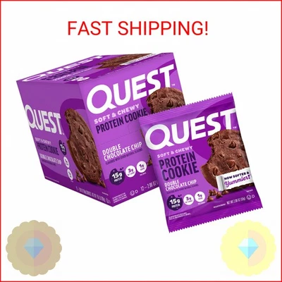 Quest Soft & Chewy Protein Cookie - 15g Protein - Double Chocolate Chip (12 Cook - Image 1 of 2