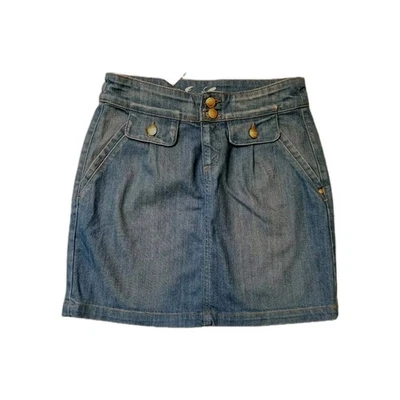 Juicy Couture Denim Skirt Blue Jeans Crest Button Sz 25 NEW - Image 1 of 4