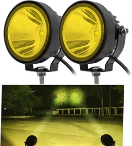 LED Round Yellow Driving Fog Lights OffRoad Spot Beam - Picture 1 of 6