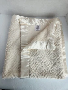 Vintage Koala Baby Super Soft LUXE Thick Fleece Blanket Print Satin Trim Beige - Picture 1 of 5