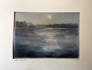 FRANZ EHMKE 1928-2018 DDR MALER °MÜHLENBECKER SEE PASTELL ABENDSONNE 1988 - Picture 1 of 5