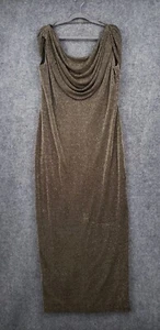 Alex Evenings Dress Womens 16 Green Maxi Cowl Neck Sleeveless Sparkle Cocktail - Picture 1 of 11