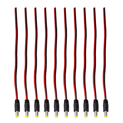 10pcs DC Pigtail Cable 5.5x2.1mm Male Jack Plug CCTV LED Power Adapter Lead 25cm - Image 1 of 4