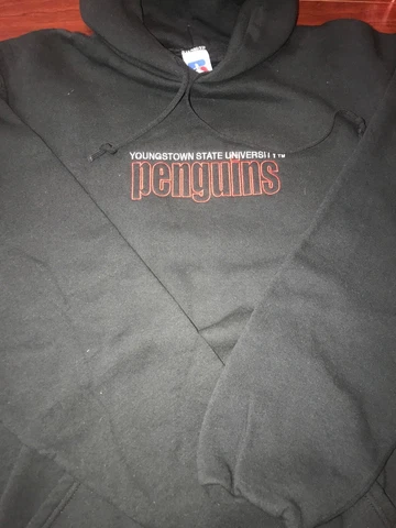 YOUNGSTOWN STATE PENGUINS Hooded Sweatshirt By RUSSELL Black Red Logo Men XL Cover