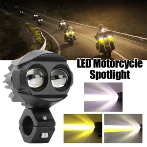 1Pair LED Motorcycle Spotlight Headlights Two-Color Motorbike Lamp Accessories. - Picture 1 of 19