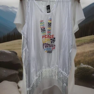 NWT DALLAS COWBOYS White Peace Love Cover Up Throw Shawl OSFM Swimsuit Cover - Picture 1 of 7