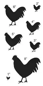 Gallo primitivo STENCIL con 7 totali--1"-8" animali veterinari fattoria campagna - Foto 1 di 1