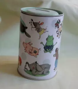 1x Spardose FRECHE TIERE Katja Jäger Metall 12,5 cm Deckel Frosch Kuh Bär Elefan - Bild 1 von 7