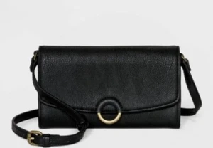 Nuevo Universal Hilo Anillo Mini Billetera Bolso bandolera Cartera Negro Dorado #3154-3157 - Imagen 1 de 8