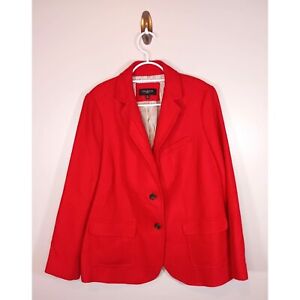 Talbots Wool Blend Blazer Lined Career Long Sleeve Red Size 12W NWOT