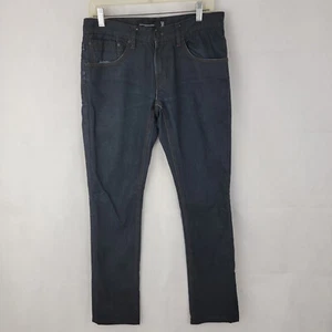 COMUNE Mens Jeans Sz 32x32 Fits 32x30 DARK Blue Indigo Slim Straight Leg READ - Picture 1 of 12