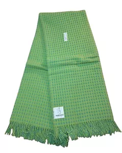 Manta de lana merino esquimal de Suiza 50” X 70” verde azul flecos a cuadros - Imagen 1 de 7