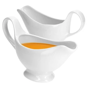 2x Sauciere 220 ml Porzellan klassisch weiß edles Tafelgeschirr Gastrozubehör - Bild 1 von 7