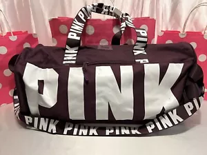 Victorias Secret PINK Canvas Duffle Logo Burgundy - Picture 1 of 2