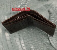 Double side genuine Alligator Crocodile leather skin brown bifold wallet for Men