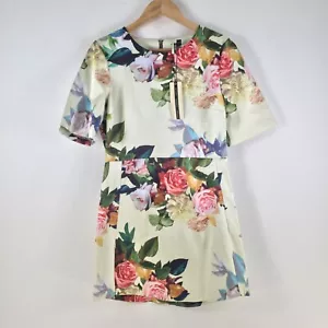 NEW Topshop dress womens UK 12 fit flare mini multicolour floral 103368 - Picture 1 of 12