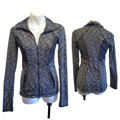 Chaqueta Zella Mujer Negra Blanca Rayas Malla Ventilada Transpirable Atletismo Cremallera S Foto 1 de 4