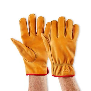 Hyper Tough Water Resistant Men's Cowhide Leather Work Gloves, Brown - Picture 1 of 7