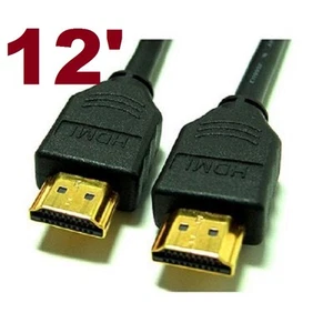 12' 4K 1.4V HDMI 24K GOLD CABLE HDTV 1080p + ETHERNET 3D HD TV ANDROID TV APPLE - Picture 1 of 5