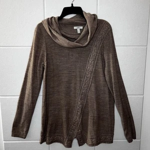 Croft & Barrow Cowl Neck Tunic Length Sweater Women’s Size L Large Beige / Tan - Picture 1 of 11