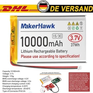 10000mAh 3,7V 1S3C 1165115 Lithium Batterie Micro JST PH 2,0 Stecker Lipo Akku - Bild 1 von 8