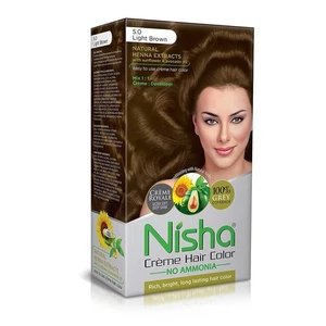 Nisha Creme Hair Color, 5.0 Light Brown Shade 120gm - Picture 1 of 8