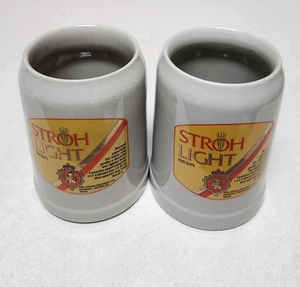 Vintage West Germany STROH'S LIGHT BEER .5L Stein Rare Set Of 2 - Picture 1 of 5