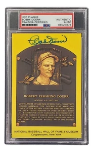 Bobby Doerr Signed 4x6 Boston Red Sox HOF Plaque Card PSA/DNA 85027878 - Picture 1 of 3