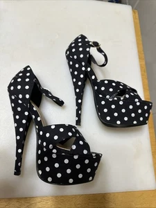 Annie Pinky Damenschuhe Größe US 6 gepunktet Textil-Obermaterial Plateau-Absatz neu mit Karton - Bild 1 von 8