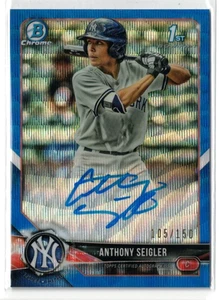 2018 1st Bowman Draft BLUE Wave RC AUTO Anthony Seigler! Rookie! Autograph! /150 - Picture 1 of 2