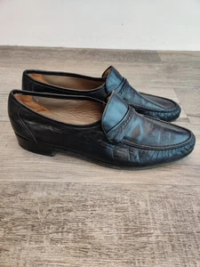 Bally Loafers Slip On Shoes US Mens Size 11.5-12 Black leather Vintage England - Picture 1 of 6