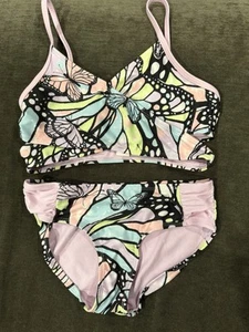 JUSTICE Girls Swimsuit Tankini Bikini Ruffle Swim Size L 12/14 - Picture 1 of 4