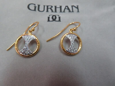 Auténticos Pendientes Gurhan Oro 24k Alambre Francés con Oro Blanco 18K Pavé Diamantes Foto 1 de 4