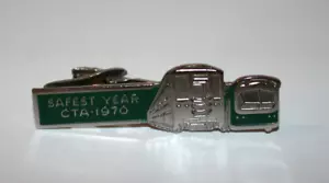 VTG 1970 CTA Chicago Transit Authority Bus Train Safest Year Metal Tie Clip - Picture 1 of 2