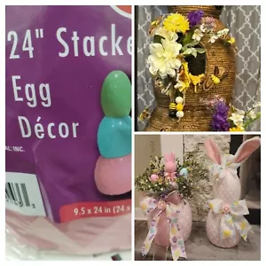 24" STACKABLE JEWELED EASTER EGG 3-piece Multi durable plastic DIY viral NEW - Picture 1 of 11