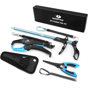 Mossy Oak 3PC Fishing Tool Kits Fishing Plier Hook Remover Fish Gripper Gift Set - Picture 1 of 11
