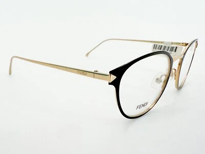 NOS Fendi FF0167 Anteojos MARCOS F0G Dorado 50[]19-140 Negro Ojo de Gato K287 Foto 1 de 4