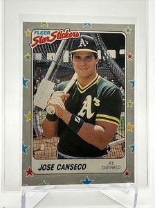 1988 Fleer Star Stickers Jose Canseco Baseball Card #54 NM-MT FREE SHIPPING